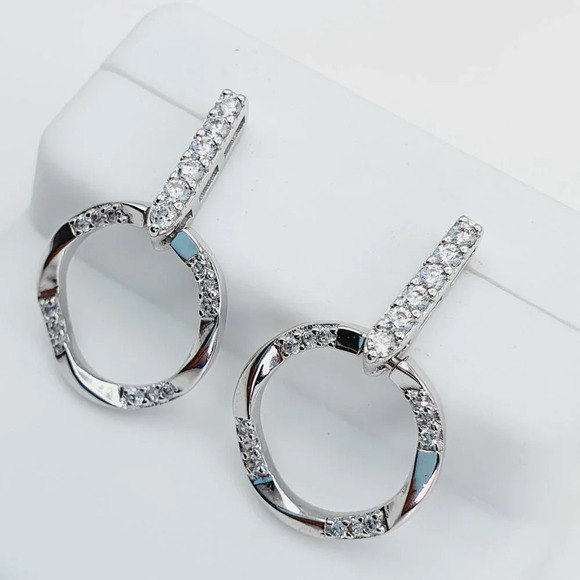 - "925 Sterling Silver Cubic Zirconia Earrings, U19254701 - Picture 9 of 11